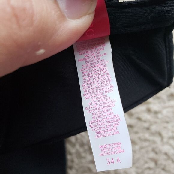 VICTORIA'S Secret Black Bandeau Pushup Wired Braided Back Bikini Top Size 34A - Picture 3 of 6